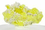 Striking Sulfur Crystals on Fluorescent Aragonite - Italy #282570-1